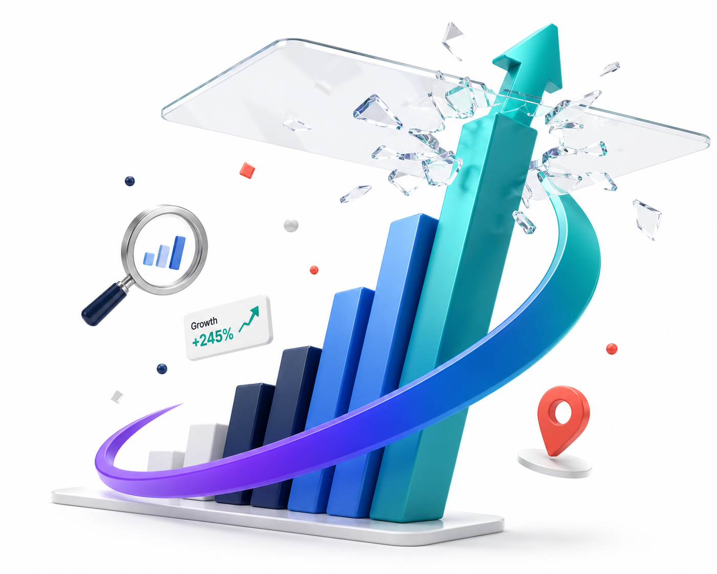 SEO automation dashboard showing keyword rankings and Google search growth for a website